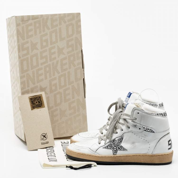 Pre Owned Golden Goose White Leather Sky Star Sneakers Size 40