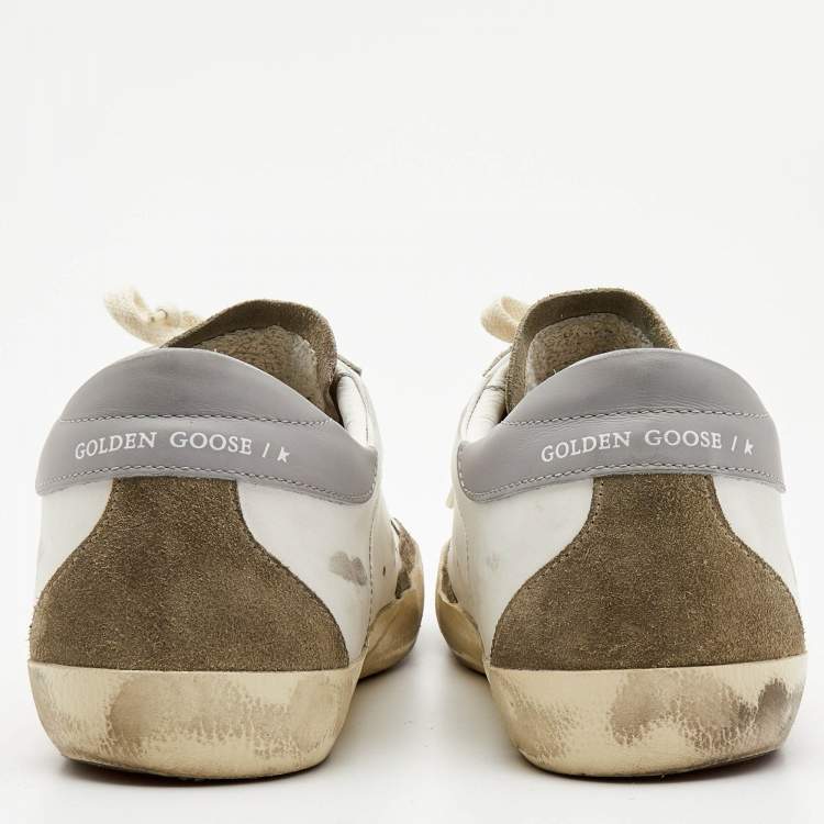 Pre Owned Golden Goose White/Grey Suede Superstar Low Top Sneakers Size 44