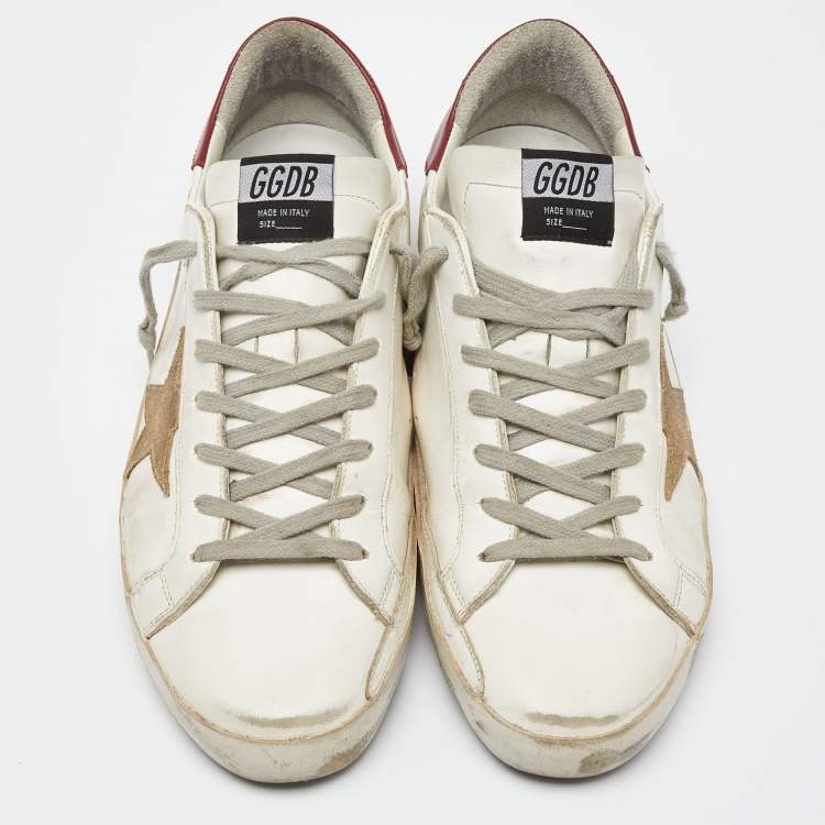 Pre Owned Golden Goose White/Grey Leather Superstar Low Top Sneakers Size 46