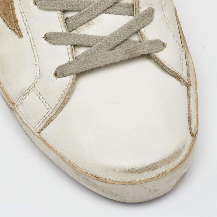 Pre Owned Golden Goose White/Grey Leather Superstar Low Top Sneakers Size 46