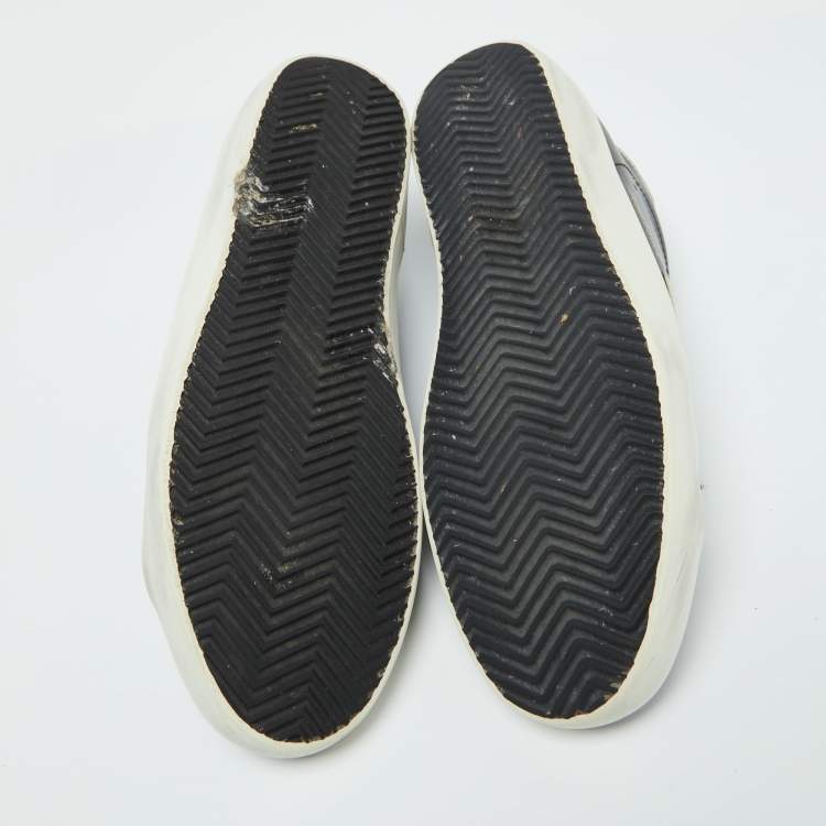 Pre Owned Golden Goose Black/White Leather Super Star Sneakers Size 42