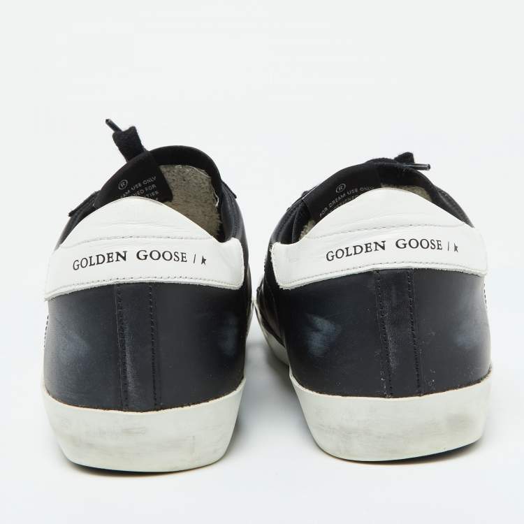 Pre Owned Golden Goose Black/White Leather Super Star Sneakers Size 42