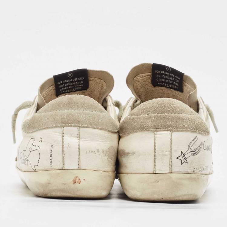 Pre Owned Golden Goose White/Grey Leather and Suede Superstar Sneakers Size 43