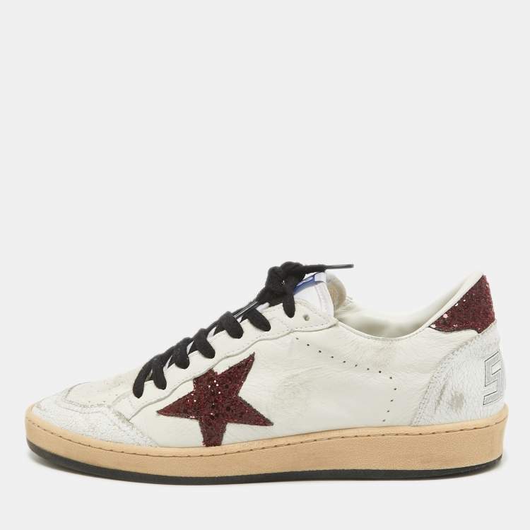 Pre Owned Golden Goose White Leather Ballstar Lace Up Sneakers Size 40