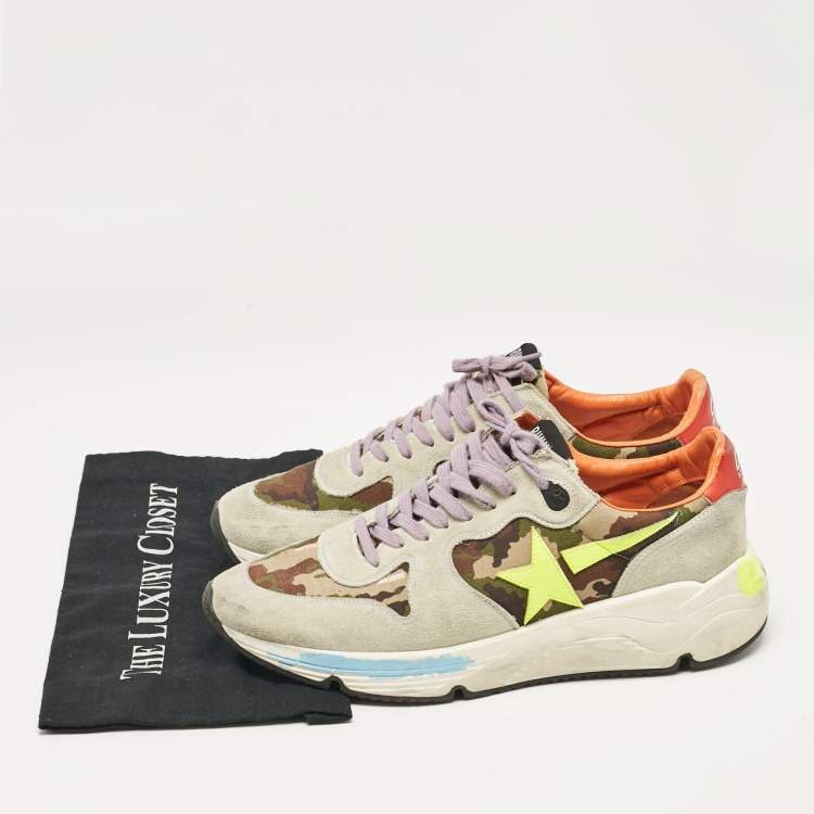 Pre Owned Golden Goose Multicolor Canvas and Suede Low Top Sneakers Size 43