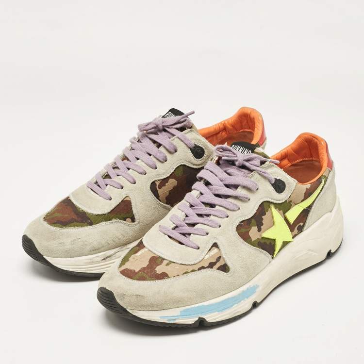 Pre Owned Golden Goose Multicolor Canvas and Suede Low Top Sneakers Size 43