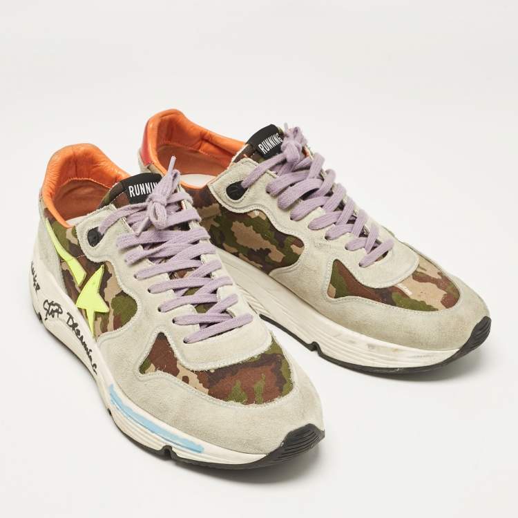 Pre Owned Golden Goose Multicolor Canvas and Suede Low Top Sneakers Size 43