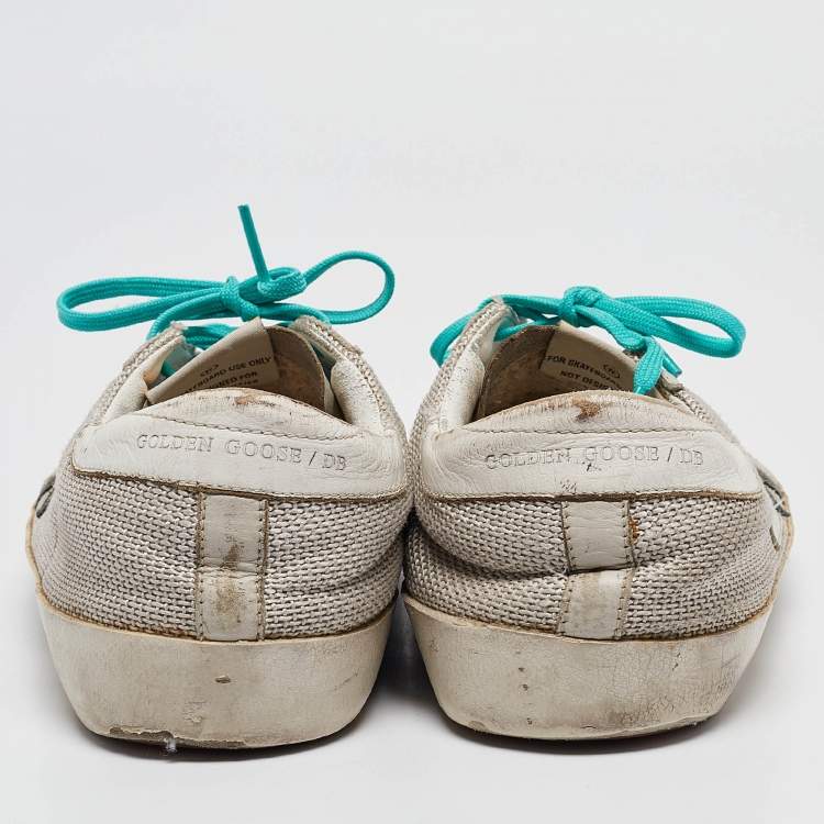 Pre Owned Golden Goose White Leather and Mesh Superstar Low Top Sneakers Size 43