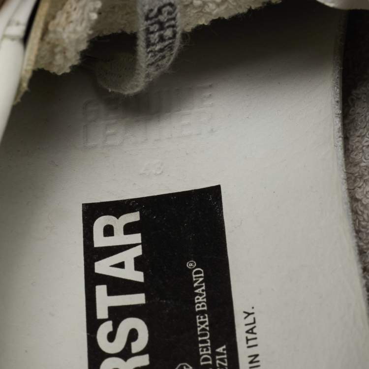 Pre Owned Golden Goose White Leather Superstar Lace Up Sneakers Size 43