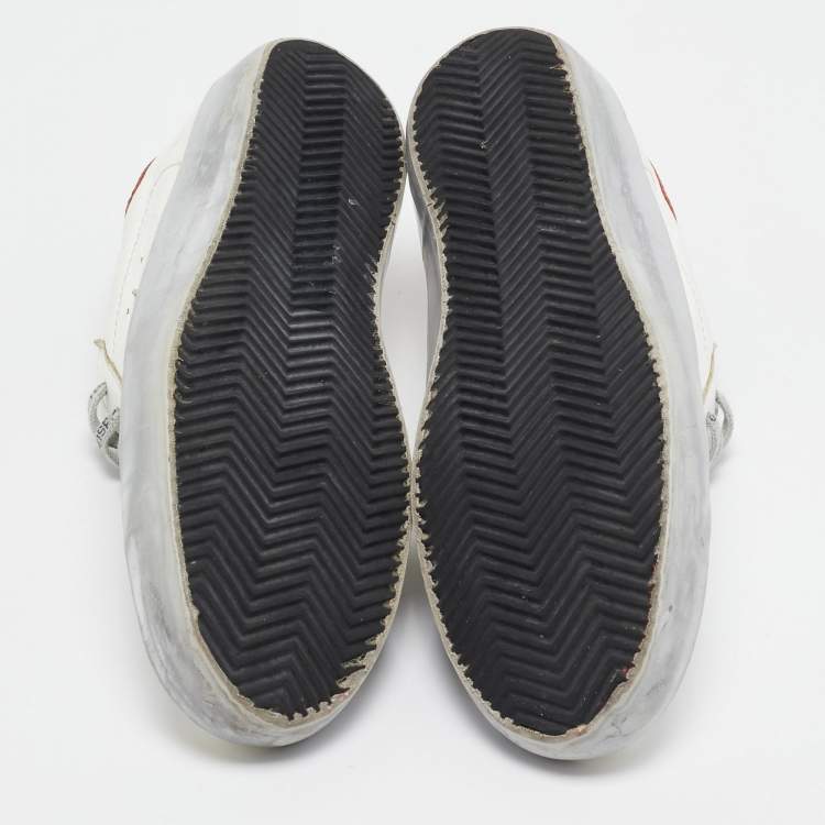 Pre Owned Golden Goose White Leather Superstar Lace Up Sneakers Size 43