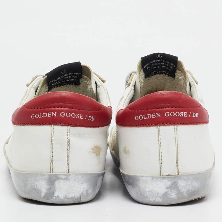 Pre Owned Golden Goose White Leather Superstar Lace Up Sneakers Size 43