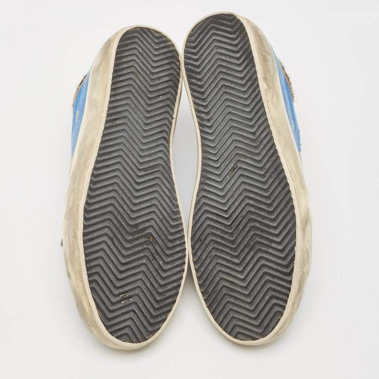 Pre Owned Golden Goose Blue Canvas and Calf Hair Dream Lace Up Sneakers Size 40