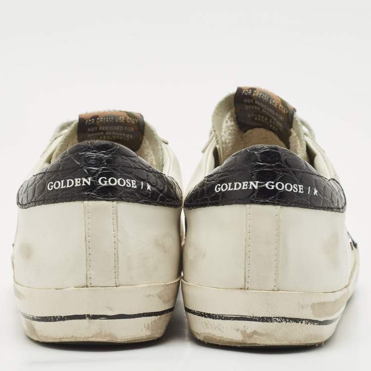 Pre Owned Golden Goose White Leather and Suede Superstar Low Top Sneakers Size 43