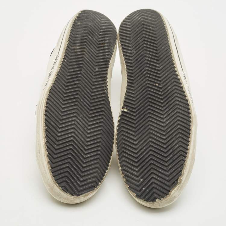 Pre Owned Golden Goose White Leather and Suede Superstar Low Top Sneakers Size 43