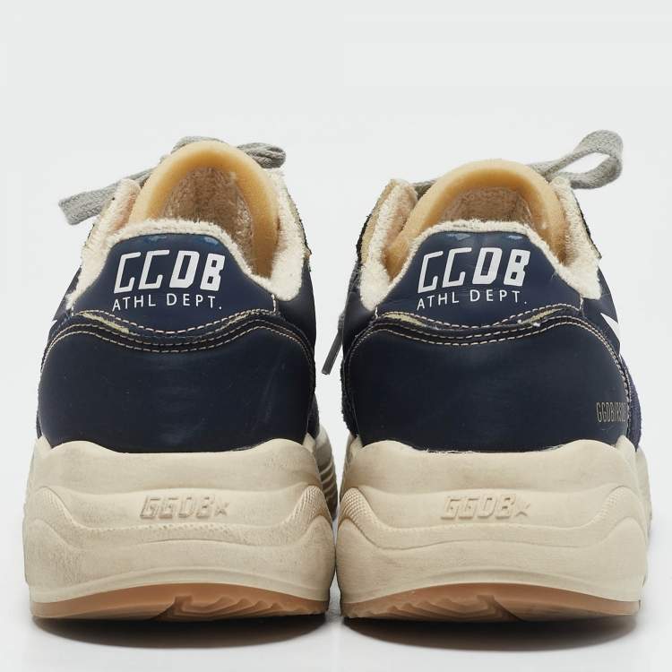Pre Owned Golden Goose Blue/White Leather Running Sole Low Top Sneakers Size 40