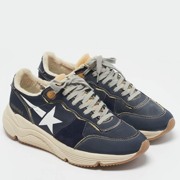 Pre Owned Golden Goose Blue/White Leather Running Sole Low Top Sneakers Size 40