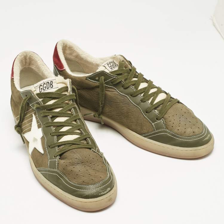 Pre Owned Golden Goose Green Nubuck Leather Superstar Sneakers Size 44