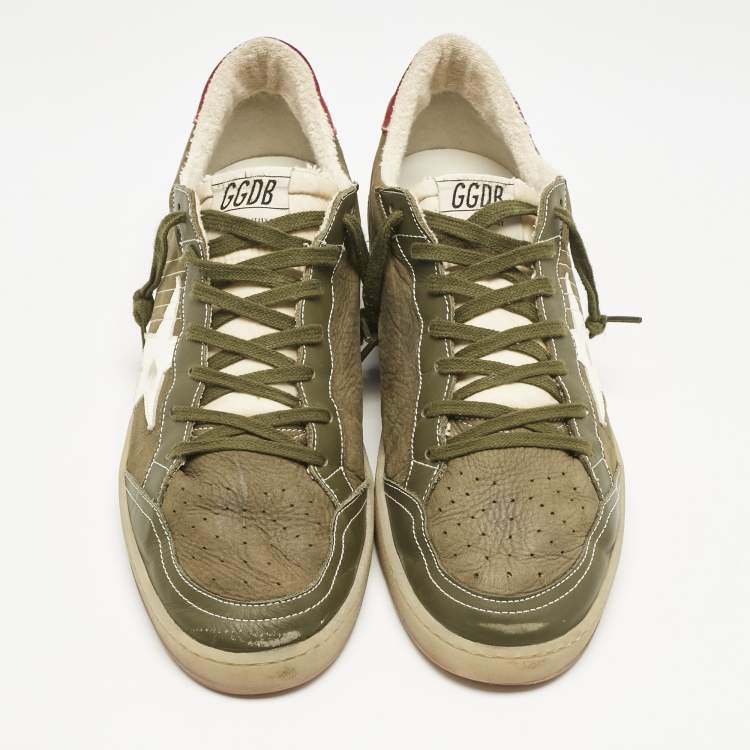 Pre Owned Golden Goose Green Nubuck Leather Superstar Sneakers Size 44