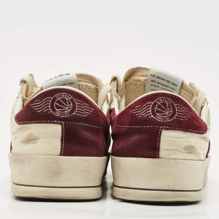 Pre Owned Golden Goose White/Purple Suede and  Leather Stardan Lace Up Sneakers Size 43