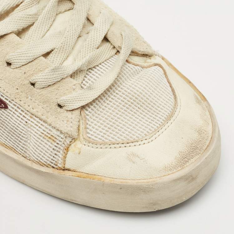 Pre Owned Golden Goose White/Purple Suede and  Leather Stardan Lace Up Sneakers Size 43