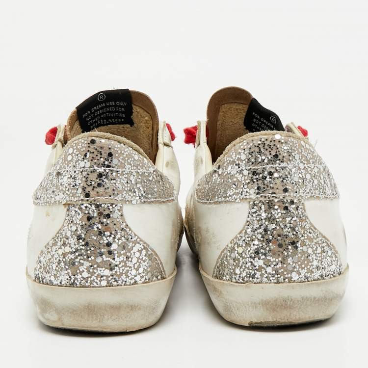 Pre Owned Golden Goose White/Brown Calf Hair Leather Super Star Sneakers Size 41