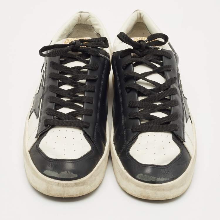 Pre Owned Golden Goose Black/White Leather Stardan Low Top Sneakers Size 42