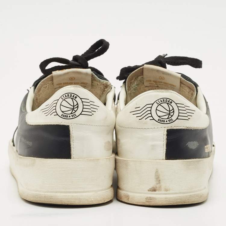Pre Owned Golden Goose Black/White Leather Stardan Low Top Sneakers Size 42