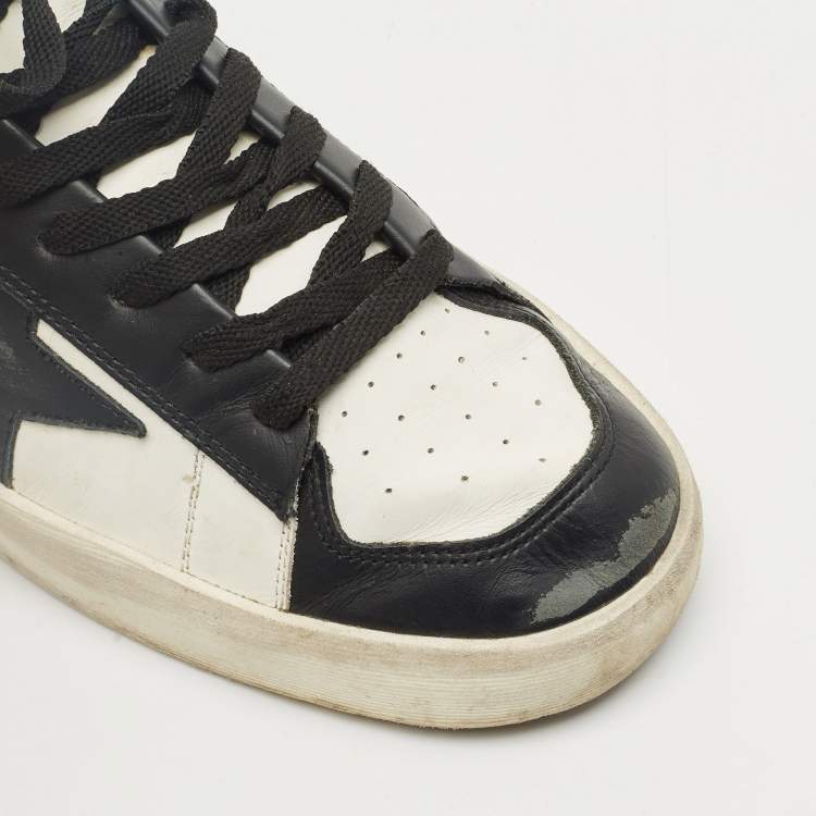 Pre Owned Golden Goose Black/White Leather Stardan Low Top Sneakers Size 42