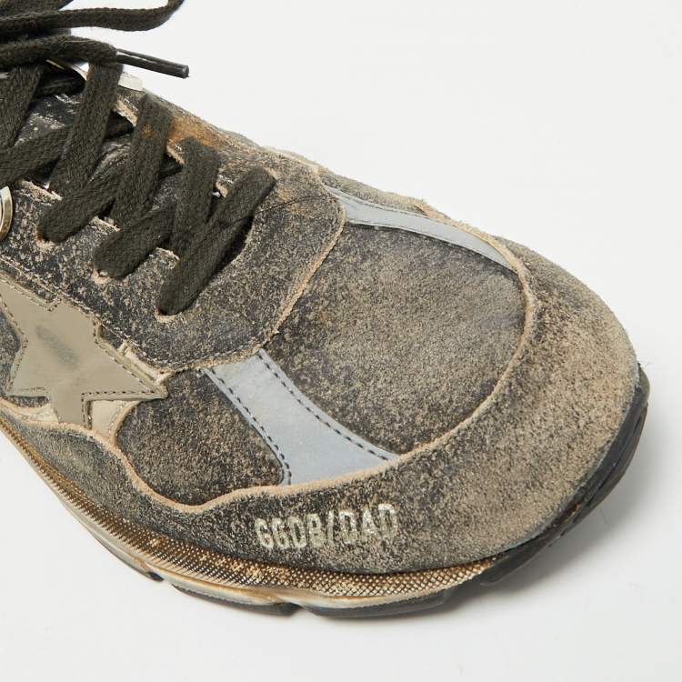 Pre Owned Golden Goose Two Tone Suede and Leather Running Dad Sneakers Size 38