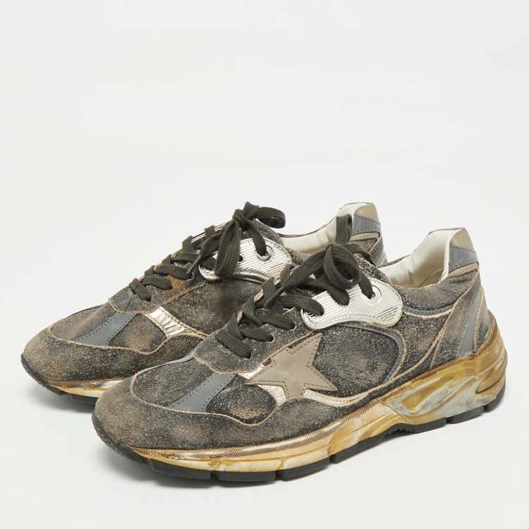 Pre Owned Golden Goose Two Tone Suede and Leather Running Dad Sneakers Size 38