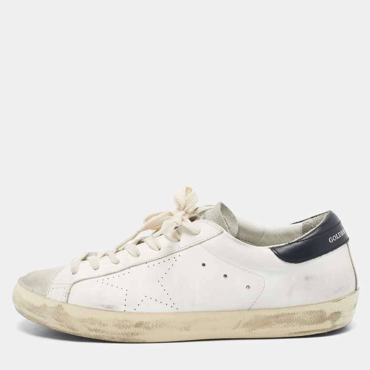 Pre Owned Golden Goose White/Black Leather and Suede  Superstar Sneakers Size 42
