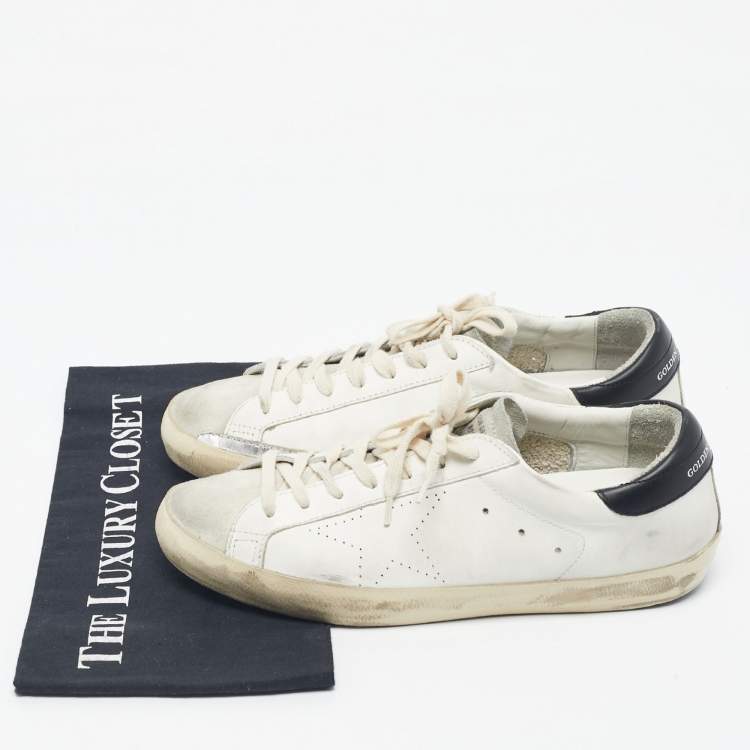Pre Owned Golden Goose White/Black Leather and Suede  Superstar Sneakers Size 42