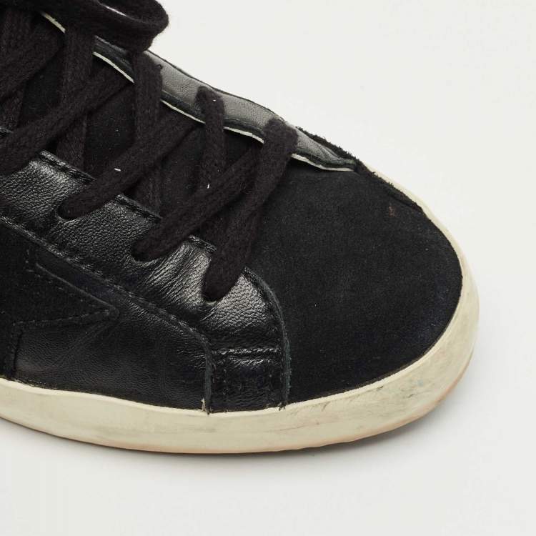 Pre Owned Golden Goose Black Suede and Leather Superstar Low Top Sneakers Size 39