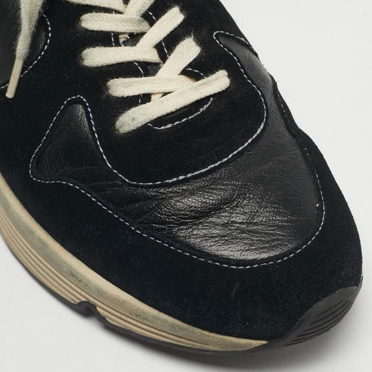 Pre Owned Golden Goose Black/White Leather Running Lace Up Sneakers Size 42