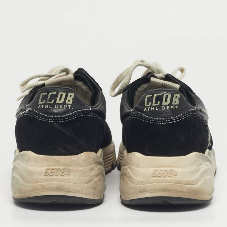 Pre Owned Golden Goose Black/White Leather Running Lace Up Sneakers Size 42