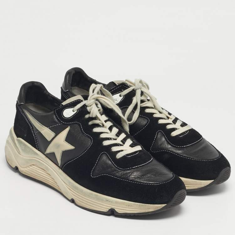 Pre Owned Golden Goose Black/White Leather Running Lace Up Sneakers Size 42