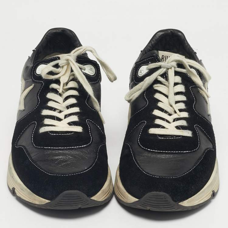 Pre Owned Golden Goose Black/White Leather Running Lace Up Sneakers Size 42
