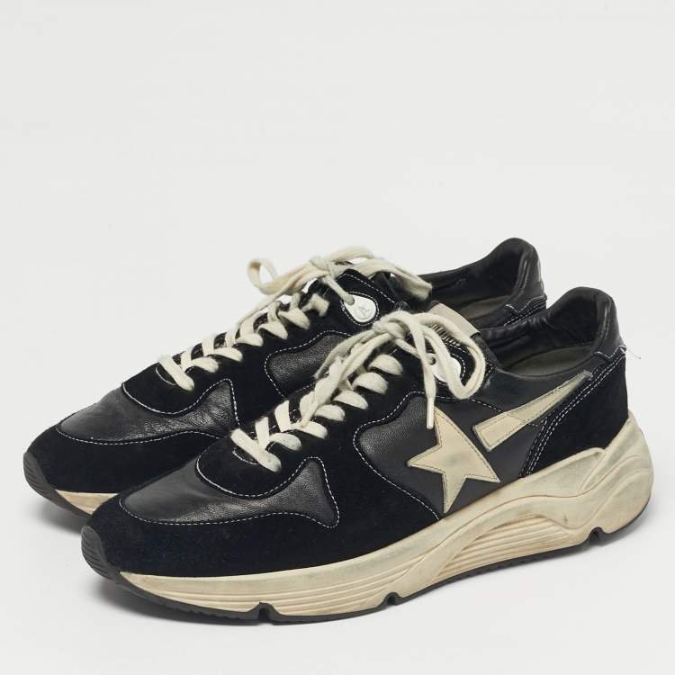 Pre Owned Golden Goose Black/White Leather Running Lace Up Sneakers Size 42
