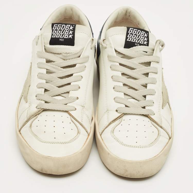 Pre Owned Golden Goose White Leather Stardan Lace Up Sneakers Size 42