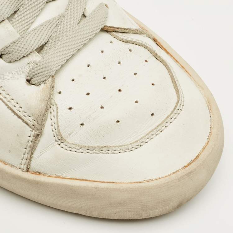 Pre Owned Golden Goose White Leather Stardan Lace Up Sneakers Size 42