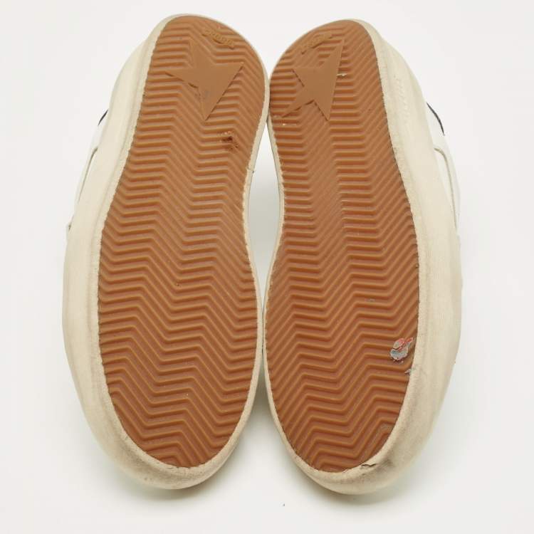 Pre Owned Golden Goose White Leather Stardan Lace Up Sneakers Size 42