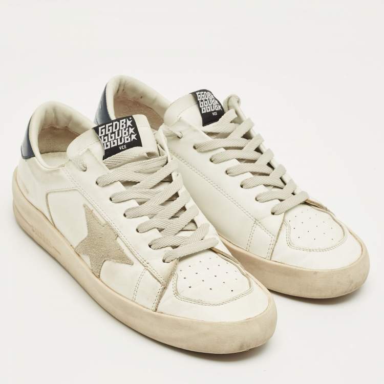 Pre Owned Golden Goose White Leather Stardan Lace Up Sneakers Size 42
