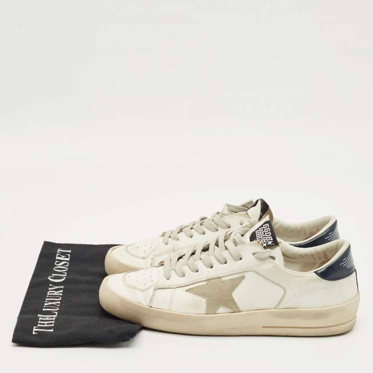 Pre Owned Golden Goose White Leather Stardan Lace Up Sneakers Size 42