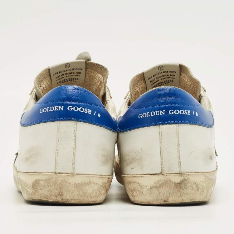 Pre Owned Golden Goose White/Grey Leather and Suede Super-star Lace Up Sneakers Size 43