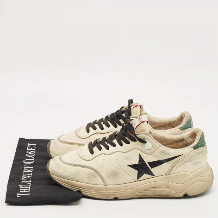 Pre Owned Golden Goose Running Size 43 Cream Leather Lace Up Sneakers