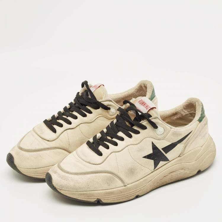 Pre Owned Golden Goose Running Size 43 Cream Leather Lace Up Sneakers