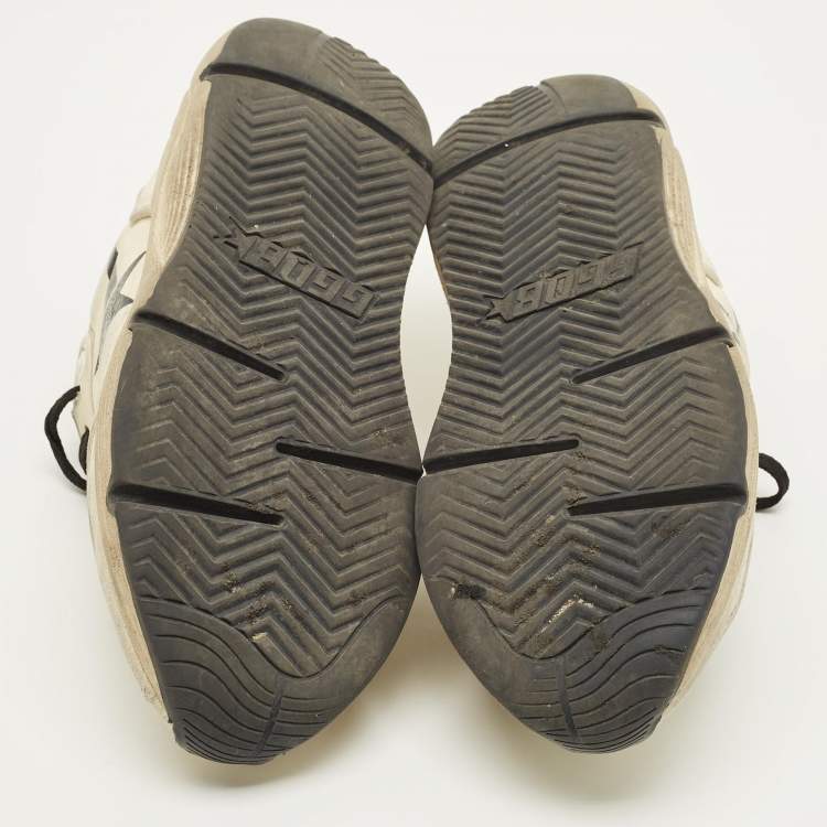 Pre Owned Golden Goose Running Size 43 Cream Leather Lace Up Sneakers