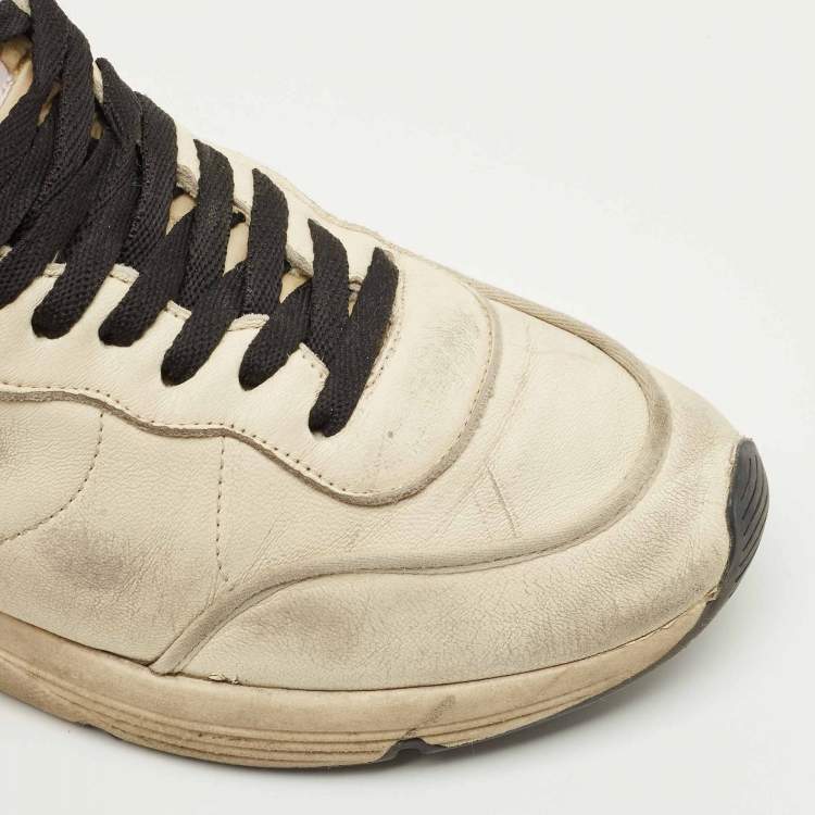 Pre Owned Golden Goose Running Size 43 Cream Leather Lace Up Sneakers