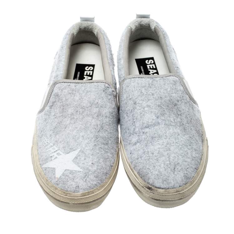 Pre Owned Golden Goose Grey Slip On Sneakers Size 43
