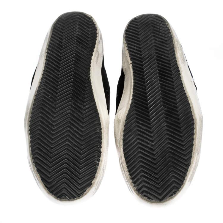 Pre Owned Golden Goose Black/White Velvet And Leather Trim Superstar Lace Up Sneakers Size 41